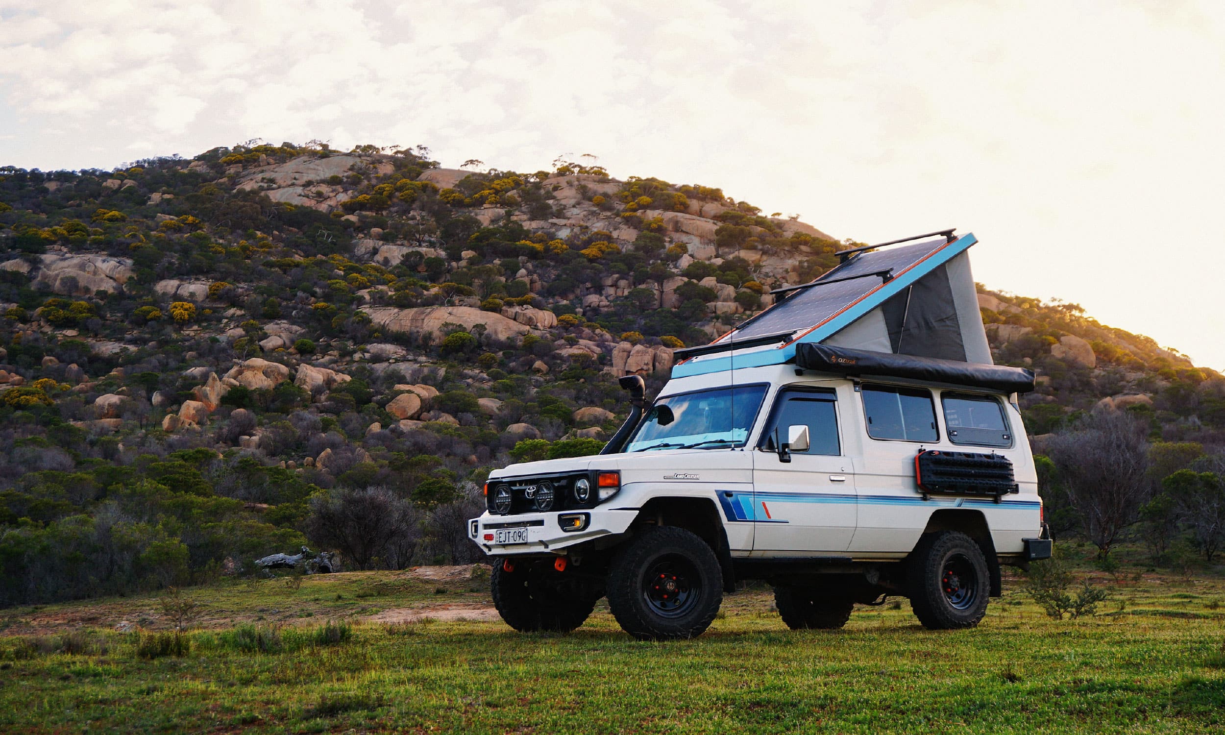 Expedition vehicle in the Australian landscape